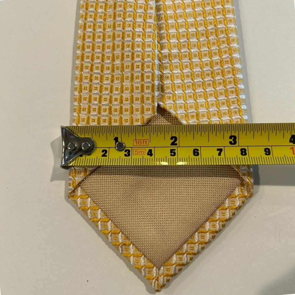 Charles Tyrwhitt Yellow White Geometric Silk Tie Jermyn Street London Mens